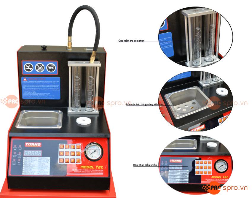 máy súc rửa kim phun - béc phun xăng điện tử titano t2c