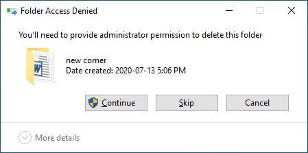 you’ll need to provide administrator permission to delete this folder