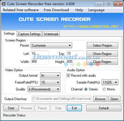 Cute Screen Recorder Free 3.608 Quay phim màn hình miễn phí