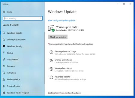 Cửa sổ cập nhật Windows 10