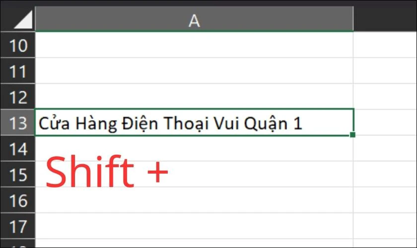 Viết hoa chữ cái đầu trong Excel bằng phím Shift