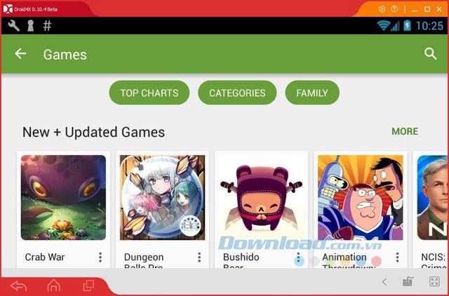 Tìm kiếm game trong phần mềm giả lập Android Droid4X