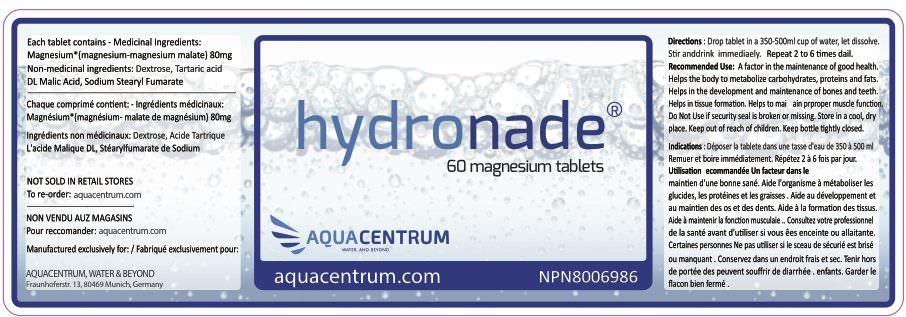 Hydronade Label Magnesium effervescent tablets for the production of hydrogen water
