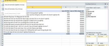 Cách tách dữ liệu thành nhiều Sheet trong Excel bằng PivotTable